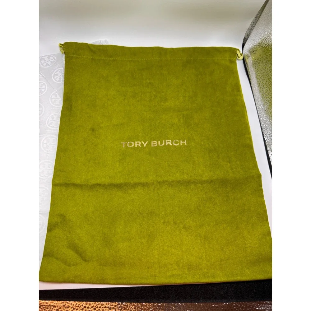 Tory Burch Olive Green Velvet Drawstring Dust Bag Gold Logo for Handbags Shoes